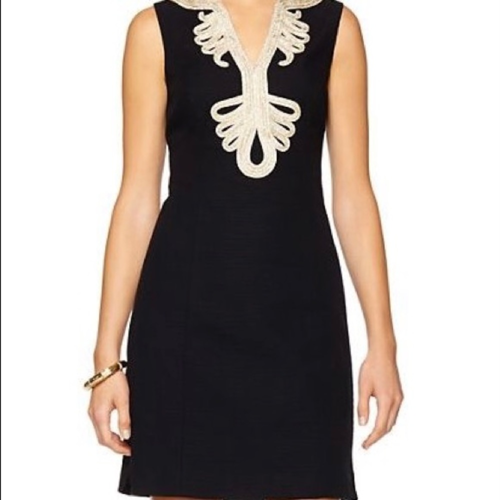 Black and gold Lilly Pulitzer shift dress